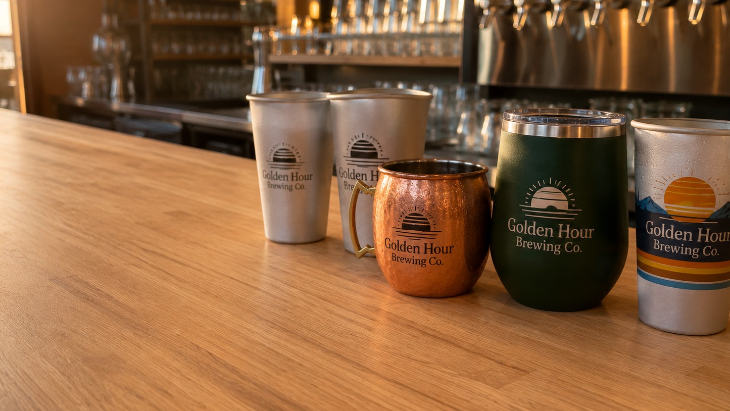 Custom printed aluminum cups with logo
